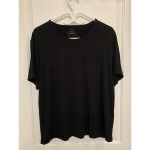 Cozy Earth‎ T-Shirt Large Black Bamboo Pocket Crewneck Short Sleeve Soft Tee